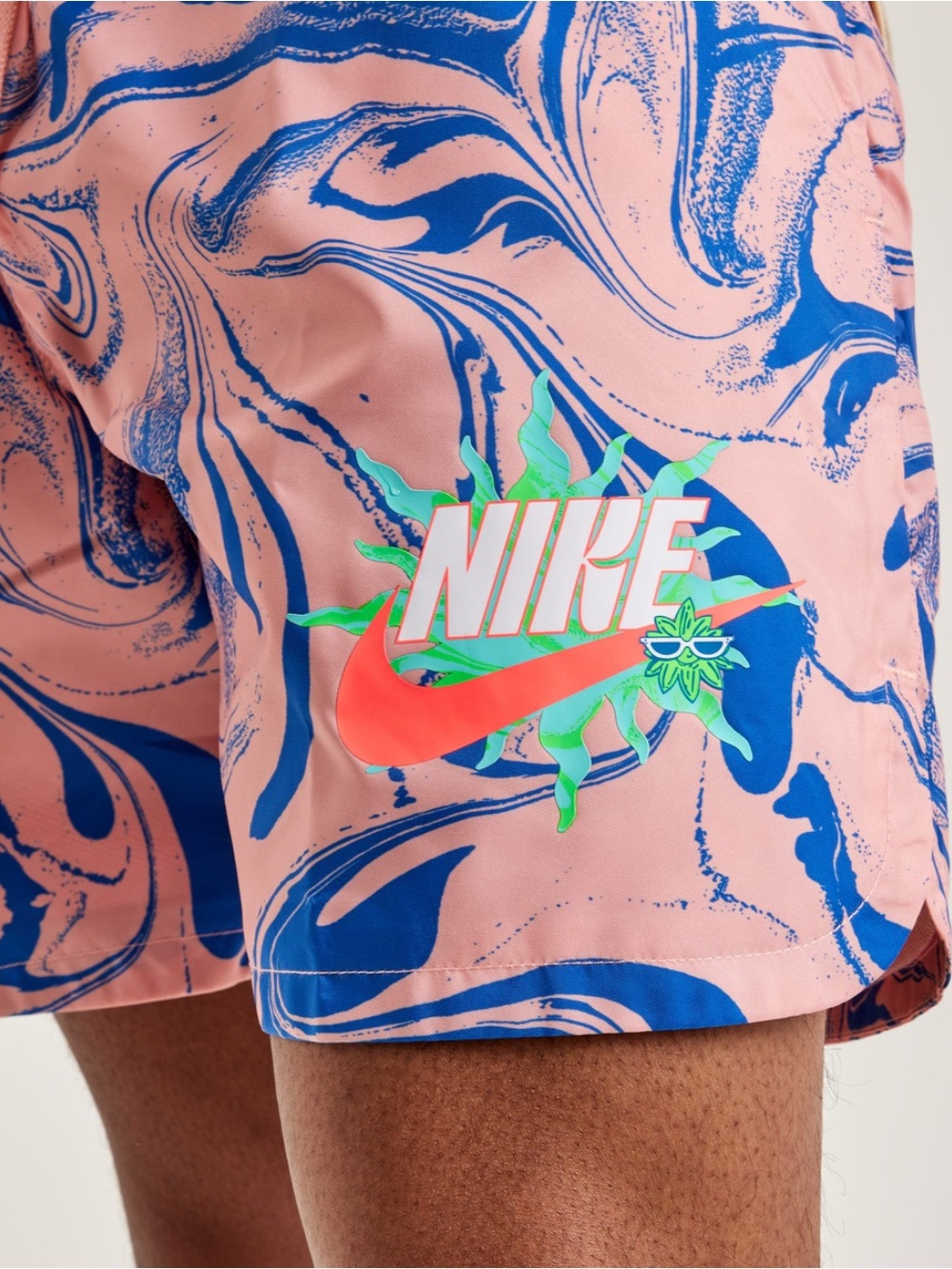 nike swimming trunks men medium With Liner Woven Flow Coral Blue Swirl Swimsuit